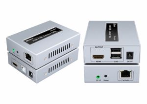 Bộ khuếch đại HDMI qua LAN 100m + USB KVM Dtech DT-7054A
