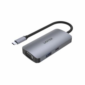 CÁP CHUYỂN TYPEC SANG 2 CỔNG HDMI + 1 CỔNG VGA + 1 CỔNG USB 3.0 + 1 CỔNG SẠC USB TYPE C 100W UNITEK D1051A