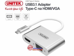 Cáp chuyển type C to HDMI/VGA full HD  Unitek Y- V100SL/V124A