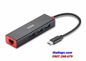 Cable Type-C -> Lan 10/100/1000 +3 P USB(3.0)SSK SHU-C540