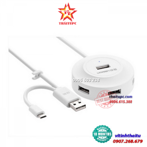 Hub chia USB 2.0 Ugreen 20271 4 cổng tích hợp OTG