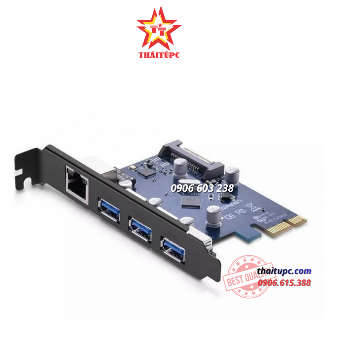 CARD PCI EXPRESS SANG 3 CỔNG USB 3.0 + LAN GIGABIT 10/100/1000MBPS CHÍNH HÃNG UGREEN 30775 CAO CẤP CARD PCI EXPRESS SANG 3 CỔNG USB 3.0 + LAN GIGABIT 10/100/1000MBPS CHÍNH HÃNG UGREEN 30775 CAO CẤP