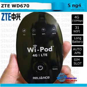 Bộ phát wifi 4G Di Động Cầm Tay ZTE WD670 – 31 users ( Only 4G)