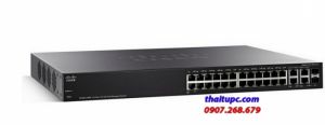 Cisco 24-port PoE+, 10/100Mbps with 185W power budget (support 60W PoE Port) + 2 Gigabit copper/SFP combo + 2 SFP ports Managed Switch - SF350-24P-K9
