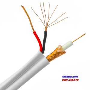 Cáp camera + dây nguồn Watashi RG6+2C WCP 084 100m (trắng/đen)