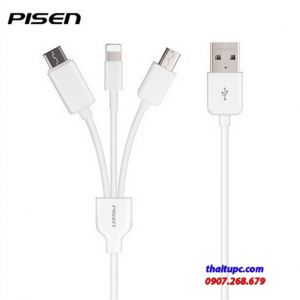 PI SEN - Dây Cáp Sạc AP07-1200 3 in 1 Cổng Micro - Cổng Lightning - Cổng Type C - 1,2m