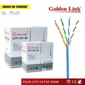 CÁP MẠNG GOLDEN LINK PLUS UTP CAT 5E 305M – MÀU TRẮNG SỌC XANH GL01009 (MADE IN TAIWAN)