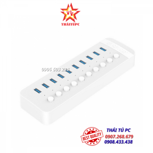 Bộ chia USB HUB 10 cổng USB 3.0 với các công tắc riêng lẻ Orico CT2U3-10AB-WH