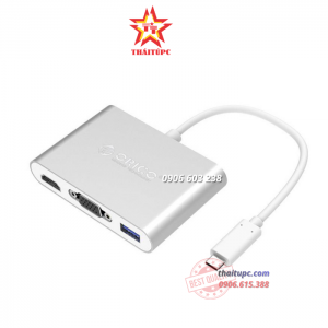 Đầu chuyển đổi Type C sang 4 cổng HDMI/VGA/Type C/USB 3.0 Orico RCHV-SV