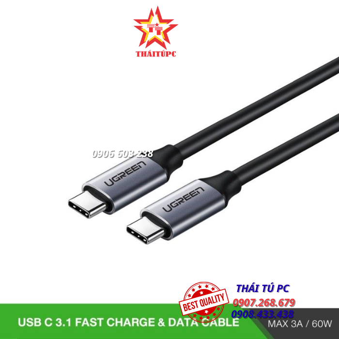 CÁP USB C TO USB C 3.1 GEN1, DÀI 1.5M - UGREEN 50751 CÁP USB C TO USB C 3.1 GEN1, DÀI 1.5M - UGREEN 50751