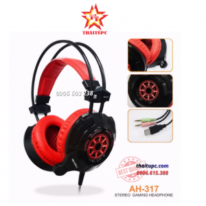 TAI NGHE GAMING CHỤP TAI SOUNDMAX AH-317 (ĐỎ, TRẮNG)