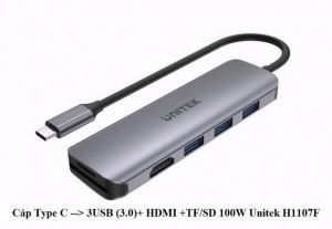 CÁP CHUYỂN TYPE-C RA 3 USB 3.0 + HDMI + TF/SD UNITEK H1107F