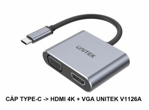 BỘ CHUYỂN ĐỔI USB-C SANG HDMI + VGA 4K 60HZ UNITEK V1126A