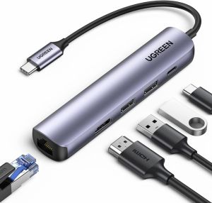 Thiết bị mở rộng USB Type C to HDMI 4K@30Hz kèm Hub 4 cổng USB 3.0 Ugreen 20197