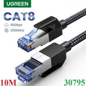 CÁP MẠNG CAT8 ĐÚC SẴN BỌC DÙ DÀI 10M UGREEN 30795 CAO CẤP