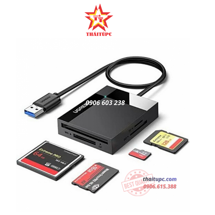 ĐẦU ĐỌC THẺ USB 3.0 ĐA NĂNG CF SD TF MS DÀI 1M UGREEN (30231) ĐẦU ĐỌC THẺ USB 3.0 ĐA NĂNG CF SD TF MS DÀI 1M UGREEN (30231)