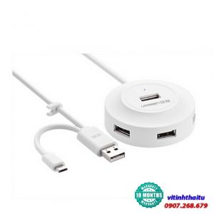 Hub chia USB 2.0 Ugreen 20271 4 cổng tích hợp OTG