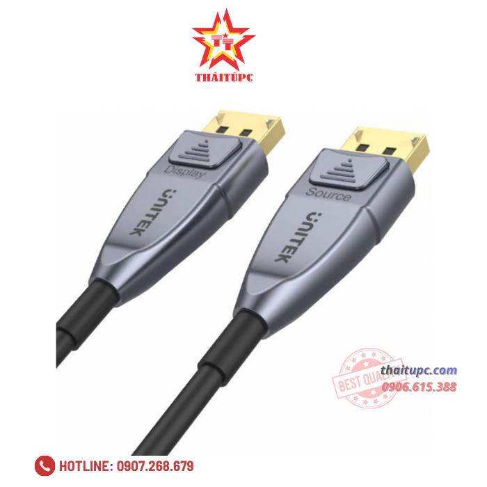Cáp Displayport to Displayport 1.4 sợi quang Optical Fiber dài 10M độ phân giải 8K@60Hz Unitek C1616GY cao cấp Cáp Displayport to Displayport 1.4 sợi quang Optical Fiber dài 10M độ phân giải 8K@60Hz Unitek C1616GY cao cấp