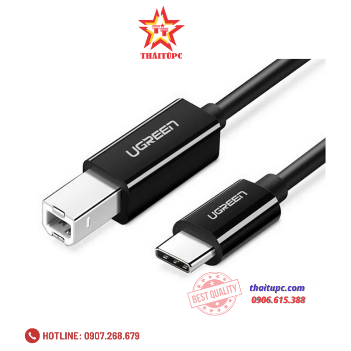 Cáp máy in USB 2.0 Type-C to USB Type-B dài 3M (Màu đen) chính hãng Ugreen 80812 Cáp máy in USB 2.0 Type-C to USB Type-B dài 3M (Màu đen) chính hãng Ugreen 80812