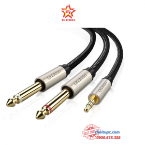 Ugreen 40790 - Cáp âm thanh 3.5mm ra 2 đầu 6.5mm dài 1m cao cấp