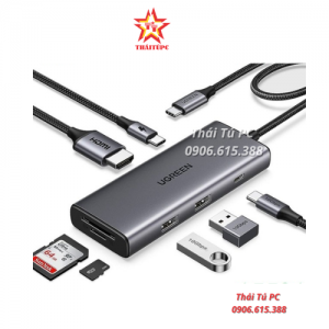 Hub USB Type-C 7 trong 1 ra HDMI 4K@30Hz, USB Type-C, USB-A 3.2, SD/TF, Sạc PD 100W Ugreen 15531