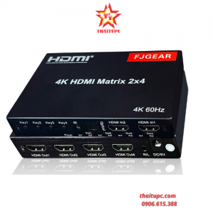Bộ chuyển đổi HDMI matrix 2-4 4K@60Hz Optical+Audio+Remote+Nguồn FJGEAR