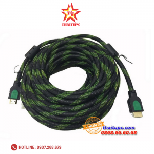 Cable HDMI KM 1.4 (15m) 15072 Lưới (Xanh lá - đen)