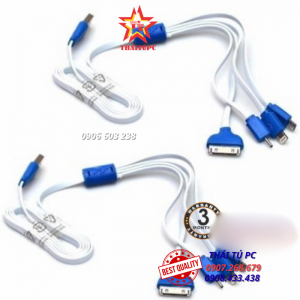 CÁP SẠC ĐA NĂNG 1 RA 4 ĐẦU (MICRO USB, MINI USB, LIGTNING USB, IPHONE 4 USB, TAB P1000 USB)